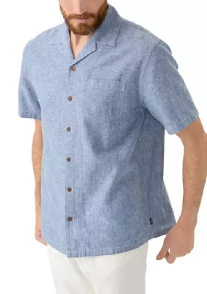 Short Sleeve Cotton Linen Camp Shirt