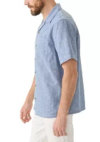 Short Sleeve Cotton Linen Camp Shirt