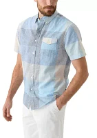 Short Sleeve Linen Cotton Patterned Shirt