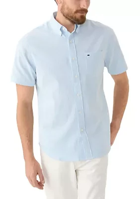 Short Sleeve Seesucker Stripe Button Down Shirt