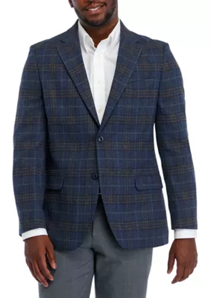 Blue Taupe Plaid Sport Coat