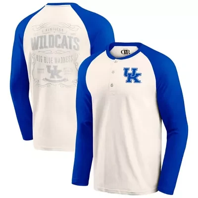 NCAA Light Beige Kentucky Wildcats Raglan Henley Long Sleeve T-Shirt