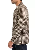 Seersucker Wool Check Print Shirt