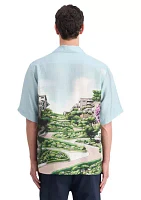 Men's Short Sleeve Scenery Print Button-Up Shirt