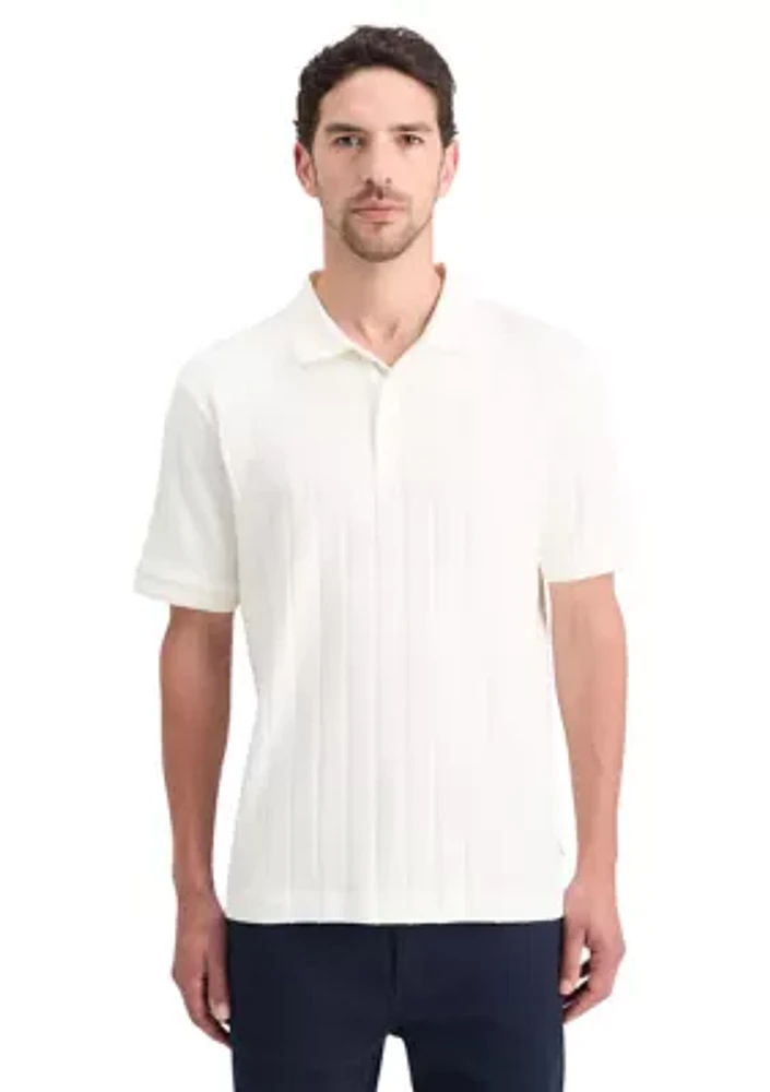 Ribbed Knit Polo Shirt