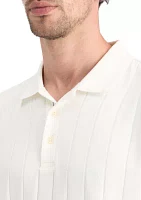 Ribbed Knit Polo Shirt