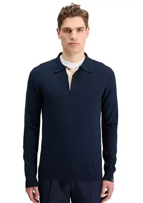 Long Sleeve Knitted Polo Shirt