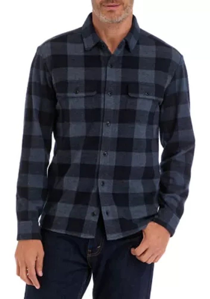 Men's Long Sleeve Plaid Stretch Flannel Shirt