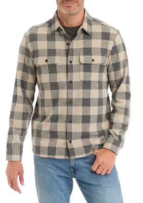 Men's Long Sleeve Plaid Stretch Flannel Shirt