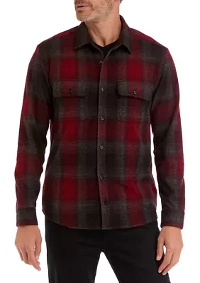 Men's Long Sleeve Plaid Stretch Flannel Shirt