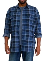 Big & Tall Long Sleeve Plaid Stretch Flannel Shirt