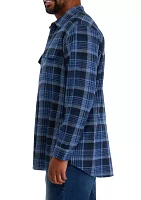 Big & Tall Long Sleeve Plaid Stretch Flannel Shirt