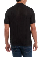 Short Sleeve Textured Sweater Polo Shirt