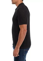 Short Sleeve Textured Sweater Polo Shirt