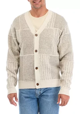 Men's Patchwork Jacquard Cardigan