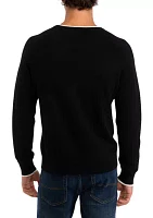 Men's Cashmere Crew Neck Pullover with Tipping