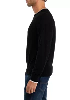 Men's Cashmere Crew Neck Pullover with Tipping