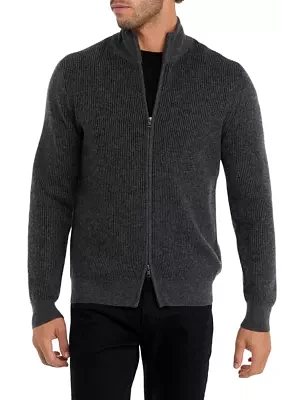 Men's Cashmere Zip Front Cardigan