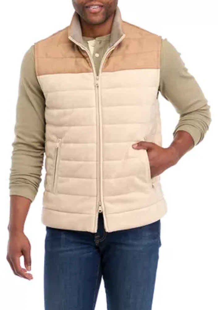 Men's Faux Suede Color Block Vest