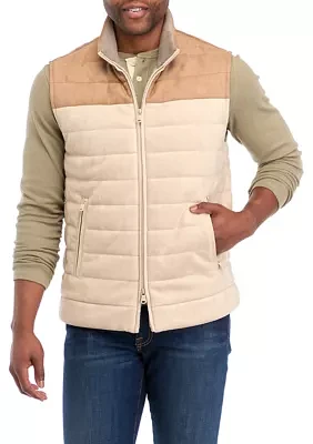 Men's Faux Suede Color Block Vest