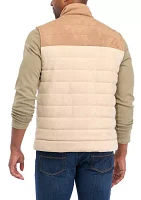 Men's Faux Suede Color Block Vest