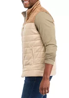 Men's Faux Suede Color Block Vest