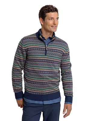 Heather Fair Isle Quarter Zip Pullover