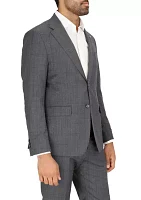 Men's Windowpane Printed Suit Jacket