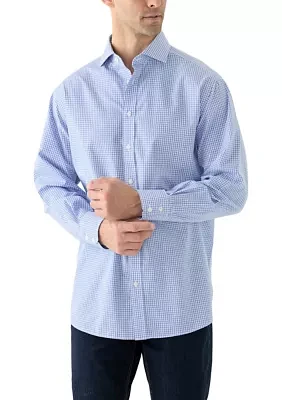 Men's Cutaway Collar Non Iron Poplin Grid Check Shirt