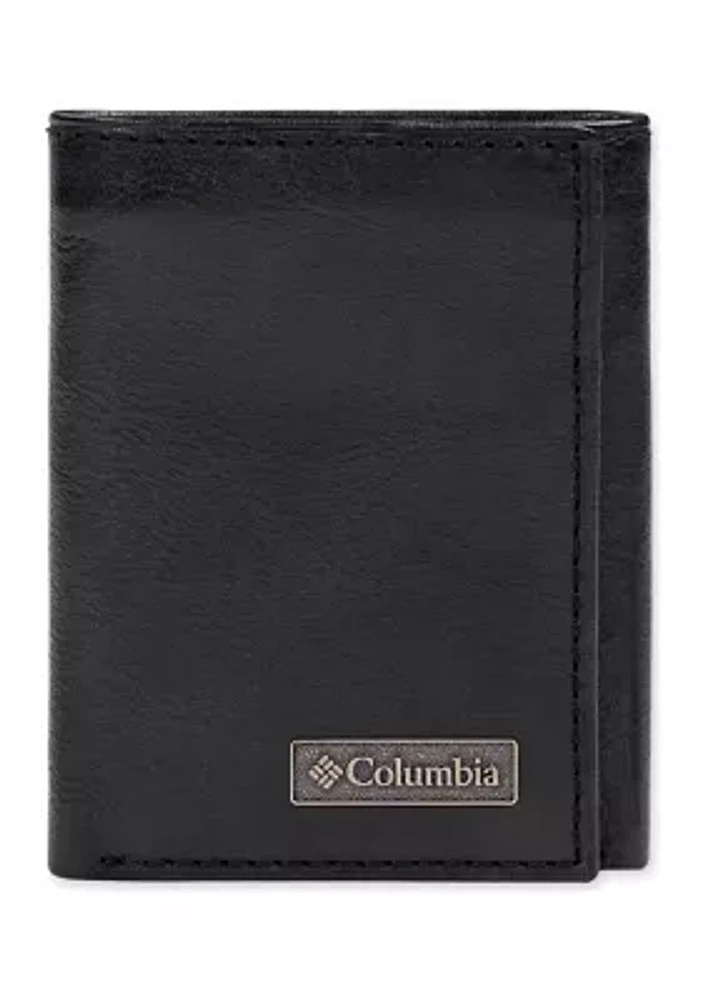 Leather RFID Trifold Wallet with Interior Zipper