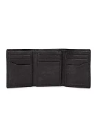 Leather RFID Trifold Wallet with Interior Zipper