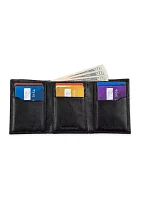 Leather RFID Trifold Wallet with Interior Zipper