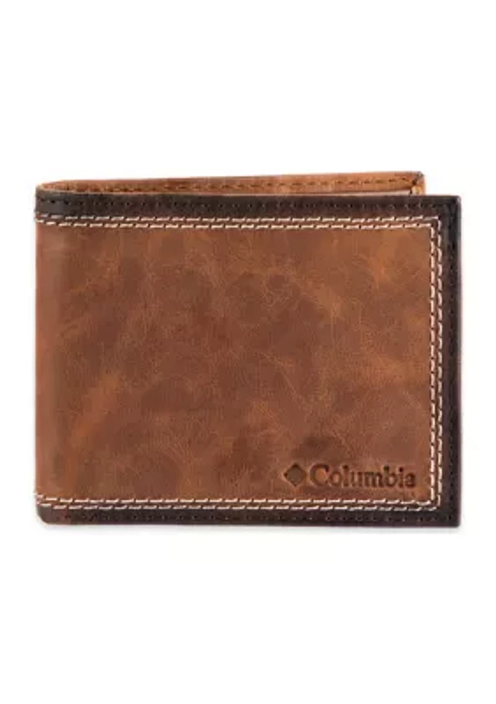 Leather Double Stitch Traveler RFID Wallet