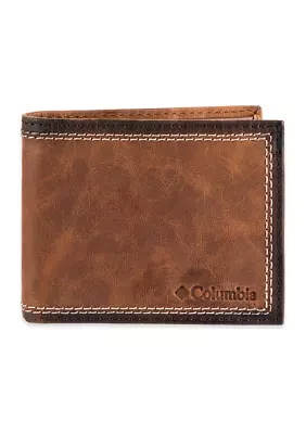 Leather Double Stitch Traveler RFID Wallet