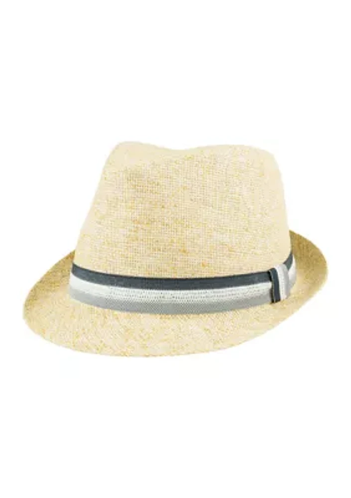 Two Tone Stripe Band Fedora Hat