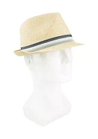 Two Tone Stripe Band Fedora Hat