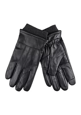 Leather Gloves with Knit Cuffs