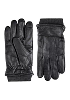 Leather Gloves with Knit Cuffs