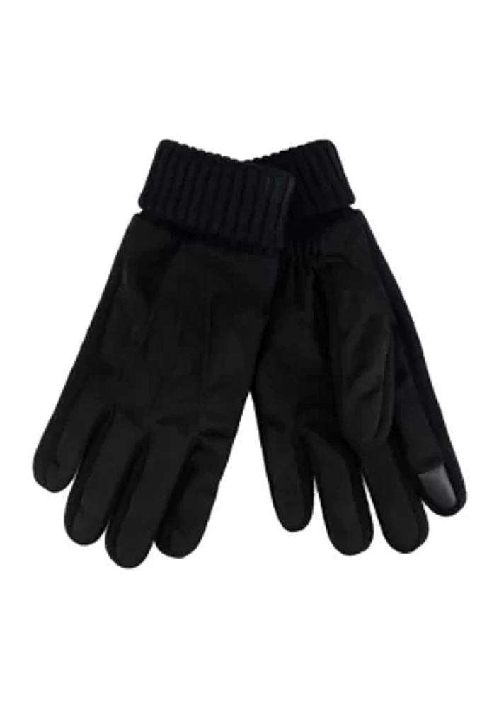 Suede Knit Gloves with Plush Lining