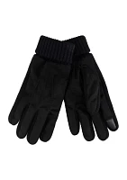 Suede Knit Gloves with Plush Lining