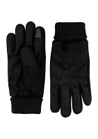 Suede Knit Gloves with Plush Lining