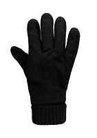 Suede Knit Gloves with Plush Lining