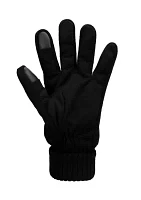 Suede Knit Gloves with Plush Lining