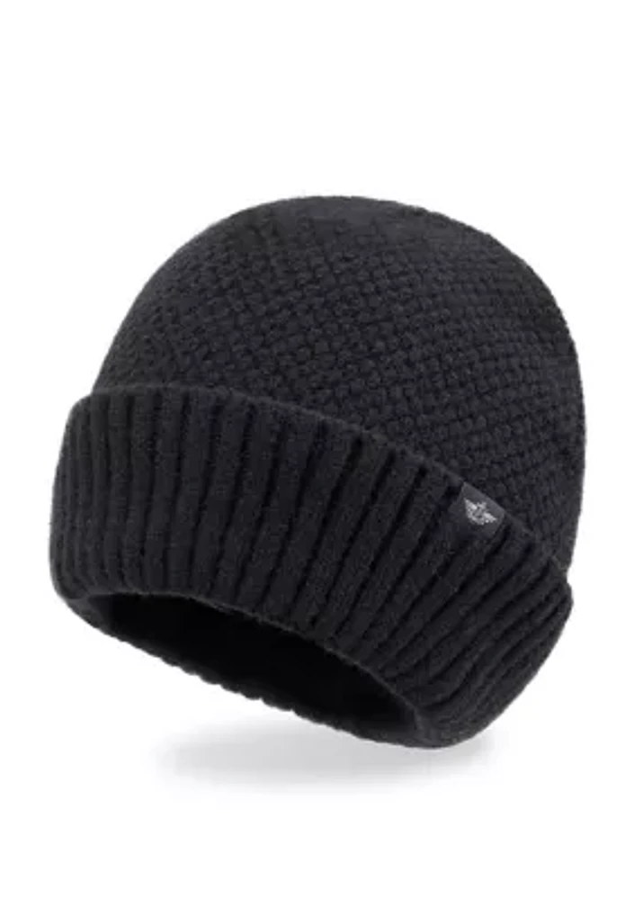 Marled Stitch Cuffed Beanie with Sherpa Lining