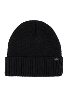 Marled Stitch Cuffed Beanie with Sherpa Lining