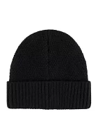 Marled Stitch Cuffed Beanie with Sherpa Lining