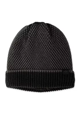 Intarsia Pattern Cuffed Beanie with Sherpa Lining