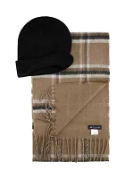 Beanie and Woven Scarf Set