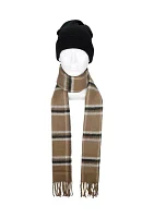 Beanie and Woven Scarf Set