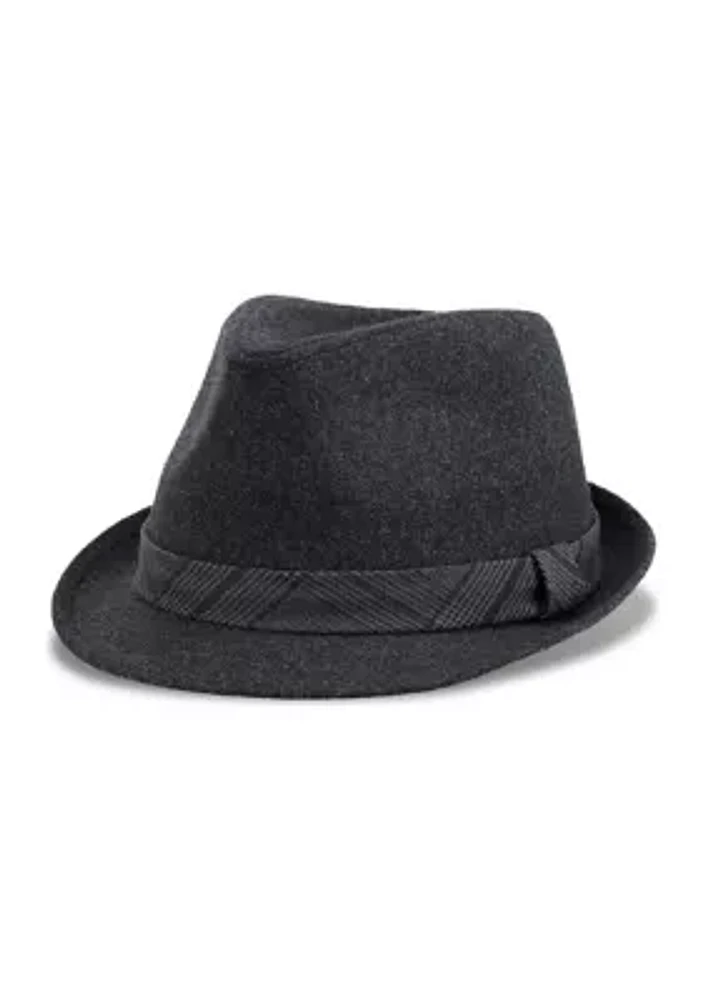 Melton Fedora Hat with Tonal Plaid Band